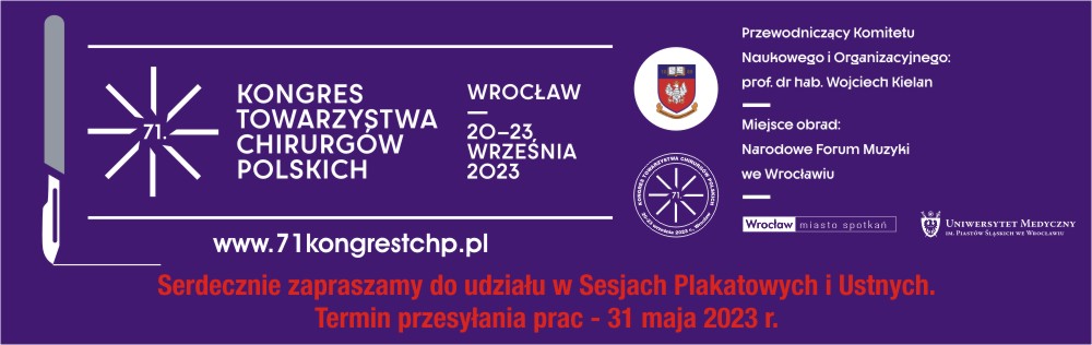 prace 31 maj Kongres Towarzystwa Chirurgow Polskich 2023 baner 1000x317 px sesja plakatowa